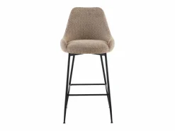 Vente-unique Set de 2 taburetes de bar de tela rizada y metal negro - - TOYBA Topo Best