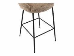 Vente-unique Set de 2 taburetes de bar de tela rizada y metal negro - - TOYBA Topo Best