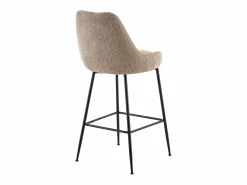 Vente-unique Set de 2 taburetes de bar de tela rizada y metal negro - - TOYBA Topo Best