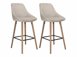 Set de 2 taburetes de bar de tela texturizada y haya - - MASURIE^Vente-unique Best