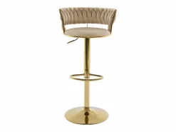 Set de 2 taburetes de bar de terciopelo y metal dorado - Altura ajustable - - LOMYA^Vente-unique Best
