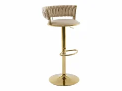 Set de 2 taburetes de bar de terciopelo y metal dorado - Altura ajustable - - LOMYA^Vente-unique Best