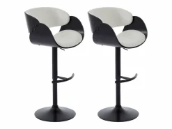 Set de 2 taburetes de bar de Respaldo - Altura Ajustable - Blanco y Negro - JELSA^Vente-unique Sale