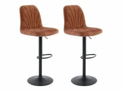 Set de 2 taburetes de bar de tela y metal - Altura ajustable - - LASANDRIA^Vente-unique