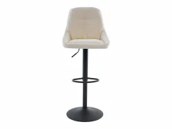 Vente-unique Set de 2 taburetes de bar de tela texturizada y metal - Altura ajustable - - LARANZA Crema