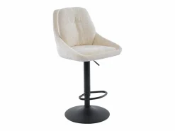 Vente-unique Set de 2 taburetes de bar de tela texturizada y metal - Altura ajustable - - LARANZA Crema