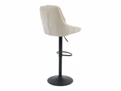 Vente-unique Set de 2 taburetes de bar de tela texturizada y metal - Altura ajustable - - LARANZA Crema