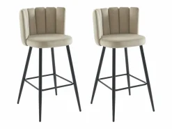 Vente-unique Set de 2 taburetes de bar de terciopelo y metal negro - - PRANILA de Pascal MORABITO Beige Discount