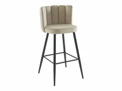 Vente-unique Set de 2 taburetes de bar de terciopelo y metal negro - - PRANILA de Pascal MORABITO Beige Discount