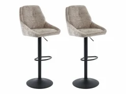 Vente-unique Set de 2 taburetes de bar de tela texturizada y metal - Altura ajustable - - LARANZA Topo Best