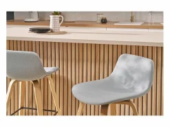 Miliboo Muebles De Bar|Taburete Alto|Set de 2 taburetes de cocina nórdicos y madera 65 cm NONIE