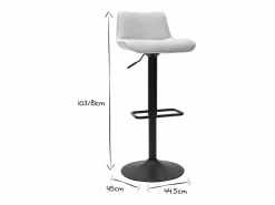 Miliboo Muebles De Bar|Taburete Alto|Set de 2 taburetes de cocina regulables y giratorios 360º de tejido efecto aterciopelado y metal BOOST
