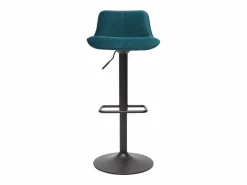 Miliboo Muebles De Bar|Taburete Alto|Set de 2 taburetes de cocina ajustables 360º de terciopelo petróleo y metal negro BOOST