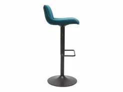 Miliboo Muebles De Bar|Taburete Alto|Set de 2 taburetes de cocina ajustables 360º de terciopelo petróleo y metal negro BOOST
