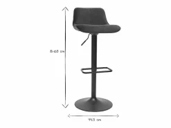 Miliboo Muebles De Bar|Taburete Alto|Set de 2 taburetes de cocina ajustables 360º de terciopelo petróleo y metal negro BOOST