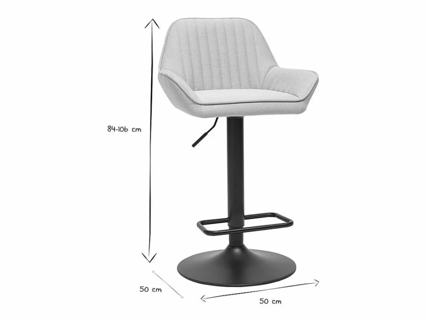 Set de 2 taburetes de cocina ajustable de tela y metal negro RONNIE^Miliboo Best