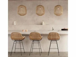 Set de 2 taburetes para isla de cocina en resina tejida natural 65 cm - Carmela^Rendez-Vous Déco New
