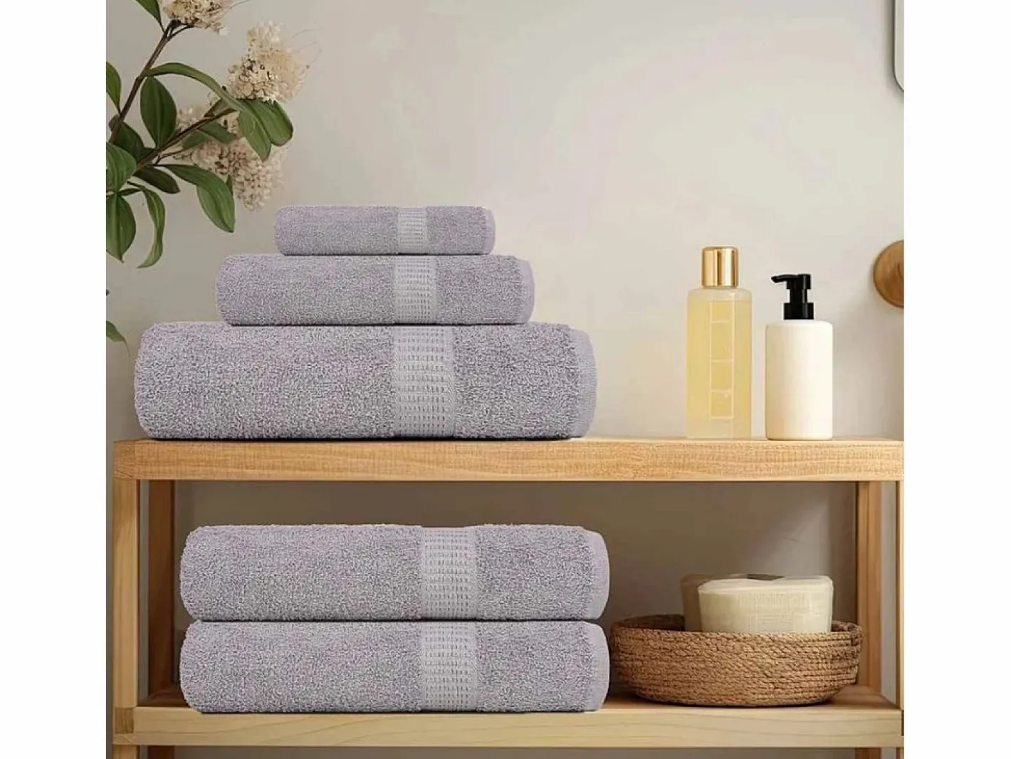 vidaxl Set de 8 toallas Ariel 360 gramos algodón Gris Discount