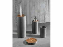 Set de accesorios de baño en resina blanco y bambú Gaeta - Gris New