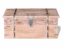 vidaxl Baúl Y Arcón|Set de baúl de almacenamiento de madera de acacia 2 unidades