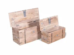 vidaxl Baúl Y Arcón|Set de baúl de almacenamiento de madera de acacia 2 unidades