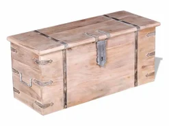 Baúl Y Arcón|Set de baúl de almacenamiento de madera de acacia 2 unidades ES100114