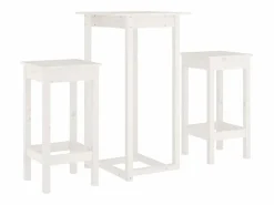 vidaxl Set de bar 3 piezas madera maciza de pino Blanco Clearance