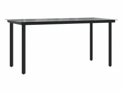 Clicnbuy Set de comedor de jardín 7 piezas y cojines ratán sintético Negro New
