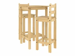 Set de mesa alta y taburetes de bar 3 pzas madera maciza pino^vidaxl