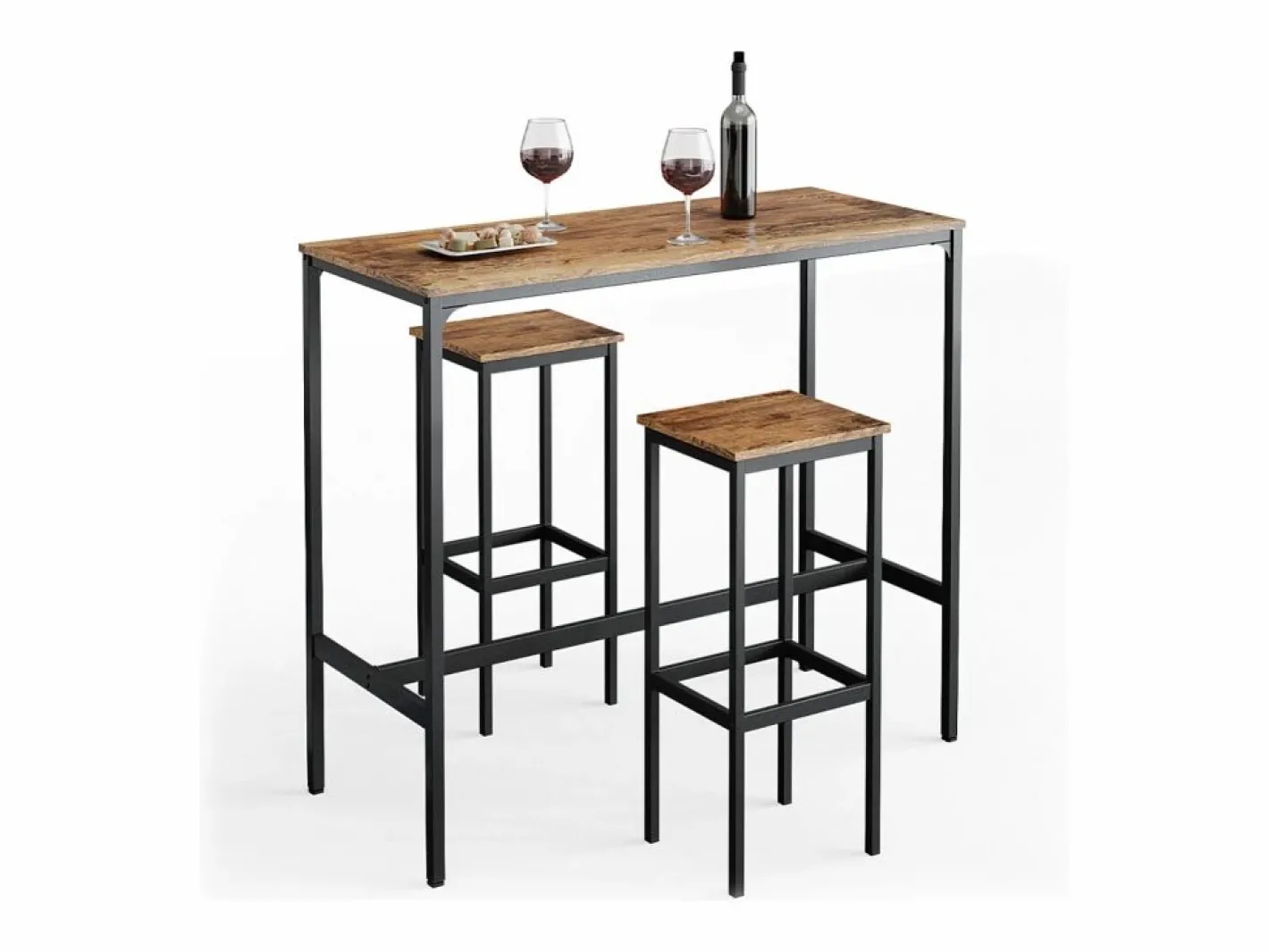 Vicco Mueble Bar|Set de mesa de bar madera antigua 120x50x105 fyrk