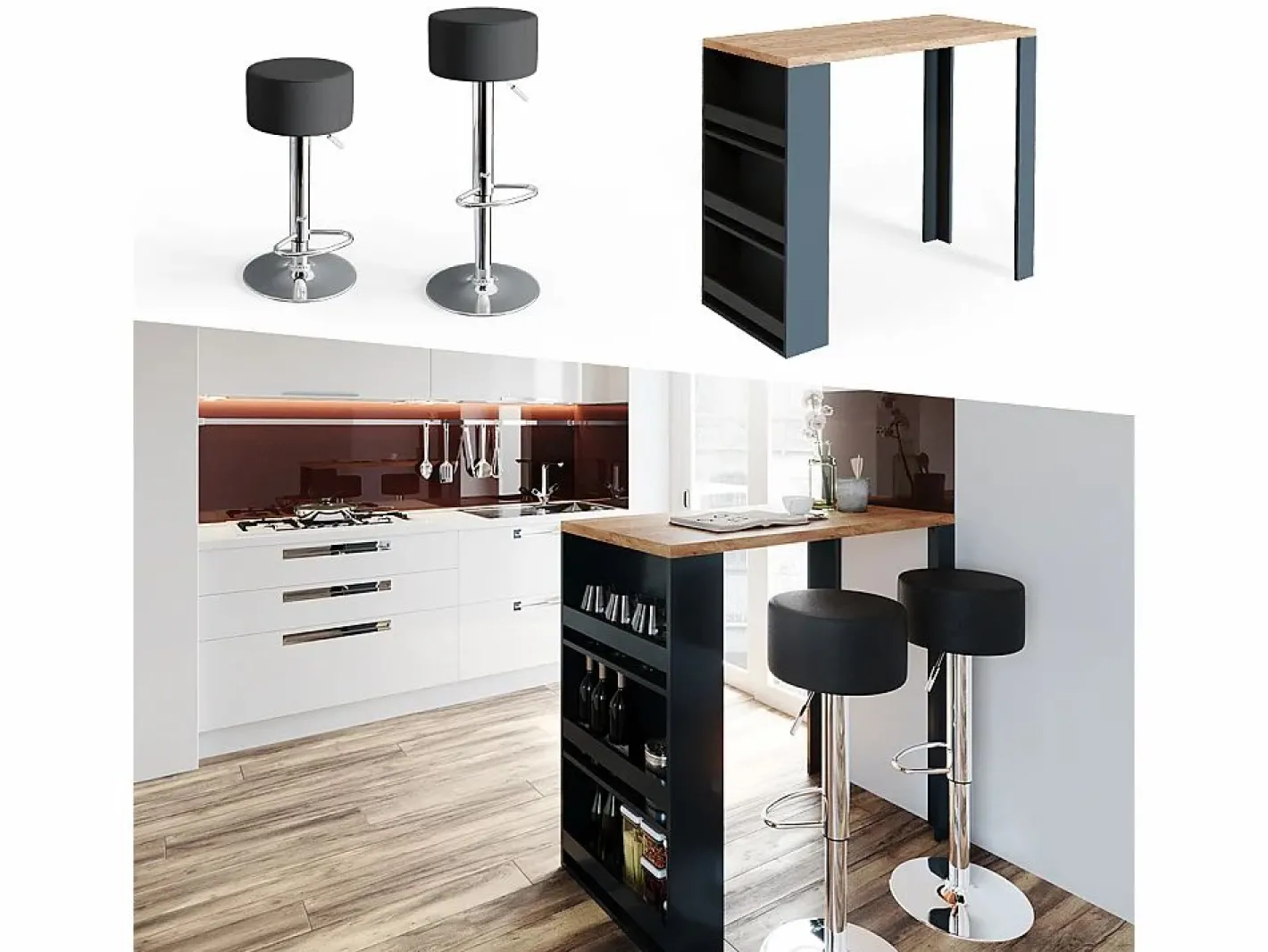 Set de mesa de bar roble 57x117x106^Vicco Clearance