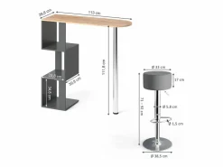 Set de mesa de bar roble dorado 113x39.8x111.8 vincent^Vicco Best