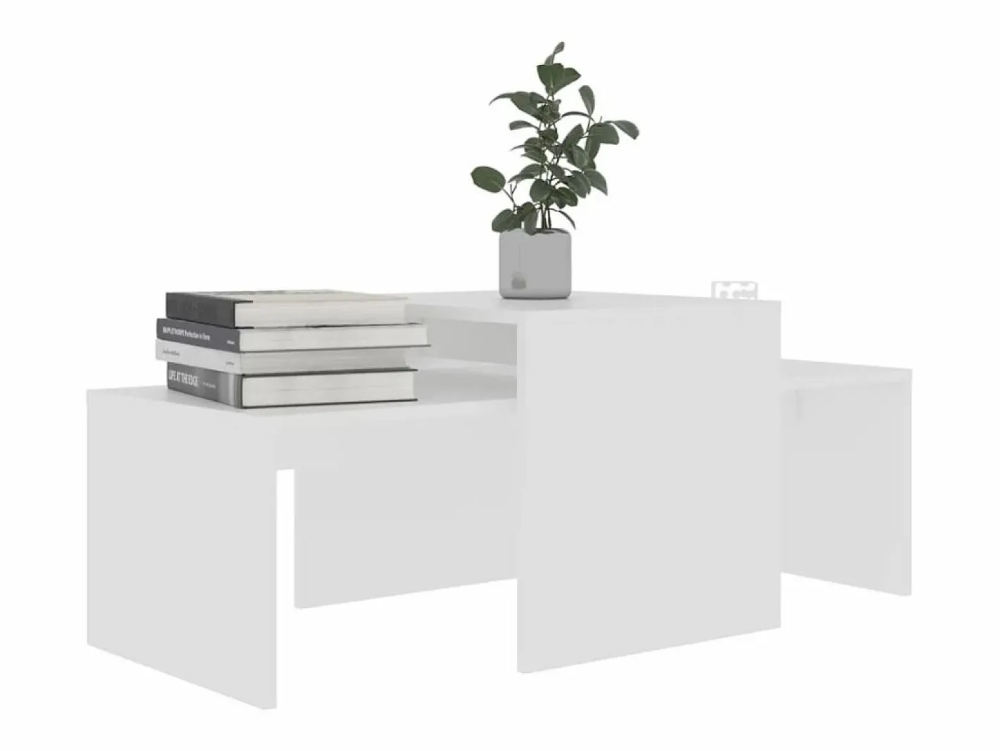 Clicnbuy Set de mesas de centro madera contrachapada 100x48x40 cm Blanco Online
