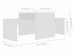 Clicnbuy Set de mesas de centro madera contrachapada 100x48x40 cm Blanco Online