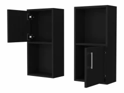 TuHome Set de Muebles auxiliares de baño en melamina con 4 estantes y 2 puertas , , 60.1 cm X 30 cm X 16 cm Negro