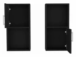 TuHome Set de Muebles auxiliares de baño en melamina con 4 estantes y 2 puertas , , 60.1 cm X 30 cm X 16 cm Negro