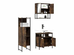 Set de muebles baño 3 pzas madera contrachapada roble ahumado^vidaxl Sale