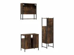 Set de muebles baño 3 pzas madera contrachapada roble ahumado^vidaxl Sale