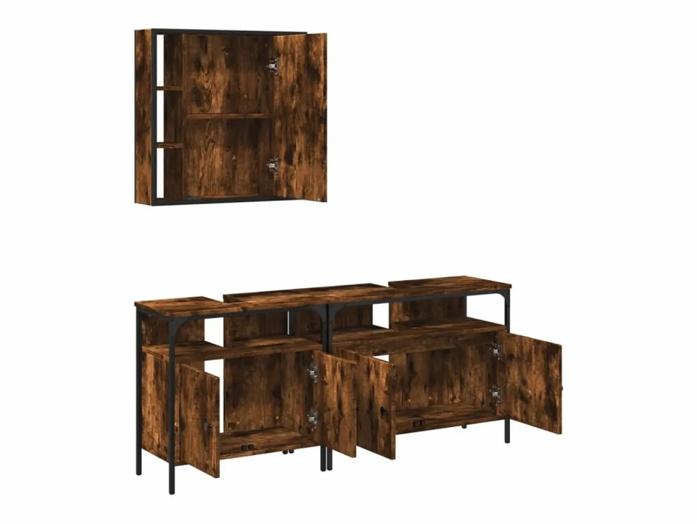 vidaxl Set de muebles baño 3 pzas madera contrachapada roble ahumado Marru00f3n Sale