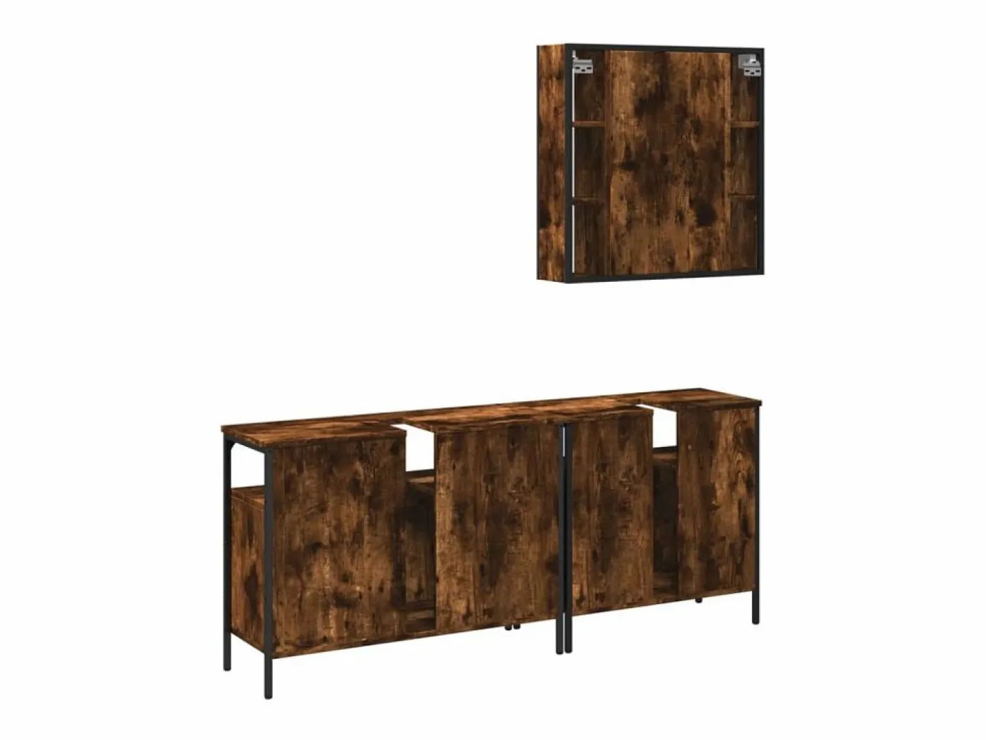 vidaxl Set de muebles baño 3 pzas madera contrachapada roble ahumado Marru00f3n Sale