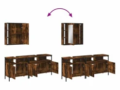vidaxl Set de muebles baño 3 pzas madera contrachapada roble ahumado Marru00f3n Sale