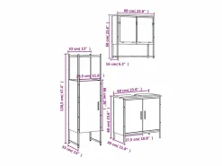 Set de muebles baño 3 pzas madera contrachapada roble ahumado^vidaxl