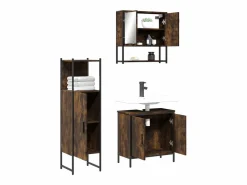 Set de muebles baño 3 pzas madera contrachapada roble ahumado^vidaxl