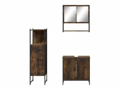 Set de muebles baño 3 pzas madera contrachapada roble ahumado^vidaxl