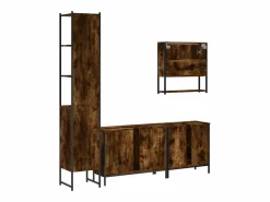 vidaxl Set de muebles baño 4 pzas madera contrachapada roble ahumado Marru00f3n Online
