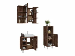vidaxl Conjunto De Baño|Set de muebles baño 3 pzas madera contrachapada roble ahumado