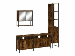 Set de muebles baño 4 pzas madera contrachapada roble ahumado^vidaxl Sale