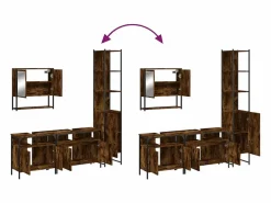 Set de muebles baño 4 pzas madera contrachapada roble ahumado^vidaxl Sale