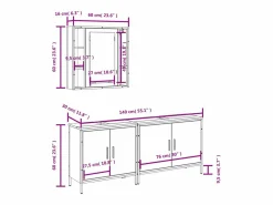vidaxl Estantería Sobre Inodoro|Set de muebles baño 3 pzas madera contrachapada roble ahumado