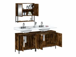 vidaxl Estantería Sobre Inodoro|Set de muebles baño 3 pzas madera contrachapada roble ahumado